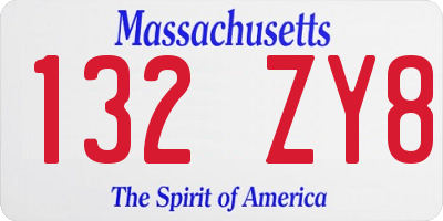 MA license plate 132ZY8