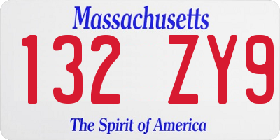 MA license plate 132ZY9
