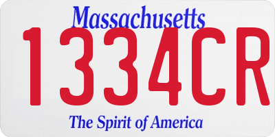 MA license plate 1334CR