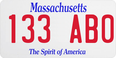 MA license plate 133AB0