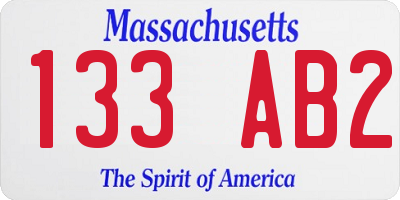 MA license plate 133AB2