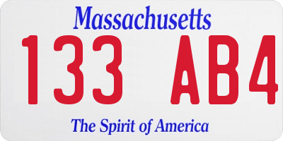 MA license plate 133AB4