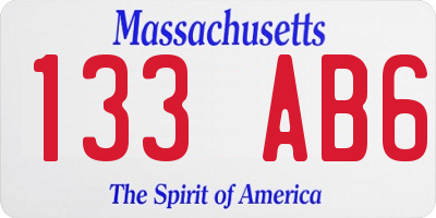MA license plate 133AB6