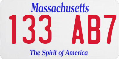 MA license plate 133AB7