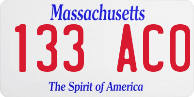 MA license plate 133AC0