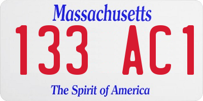 MA license plate 133AC1
