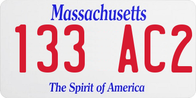MA license plate 133AC2