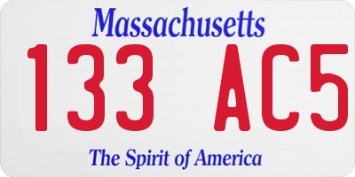 MA license plate 133AC5