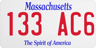 MA license plate 133AC6