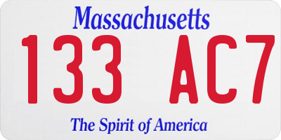 MA license plate 133AC7
