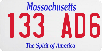 MA license plate 133AD6