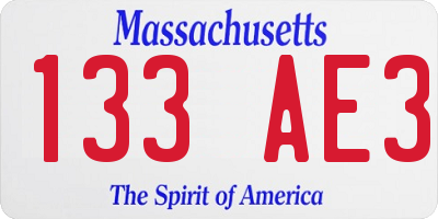 MA license plate 133AE3