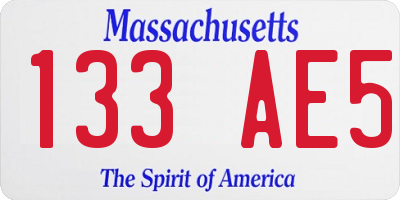 MA license plate 133AE5