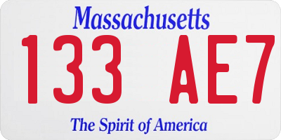 MA license plate 133AE7