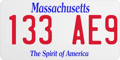 MA license plate 133AE9