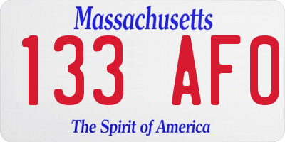 MA license plate 133AF0