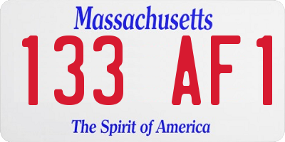 MA license plate 133AF1