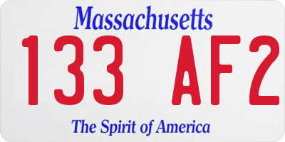 MA license plate 133AF2