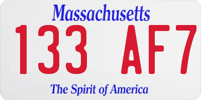MA license plate 133AF7