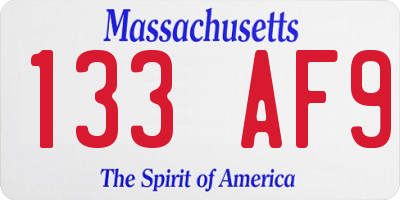 MA license plate 133AF9