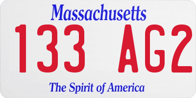 MA license plate 133AG2
