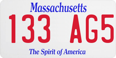 MA license plate 133AG5