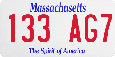 MA license plate 133AG7