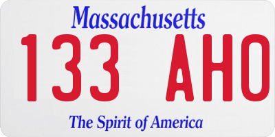 MA license plate 133AH0