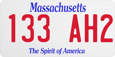 MA license plate 133AH2