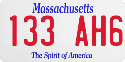 MA license plate 133AH6