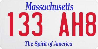 MA license plate 133AH8