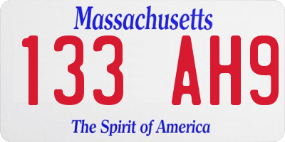 MA license plate 133AH9