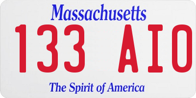 MA license plate 133AI0