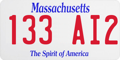 MA license plate 133AI2