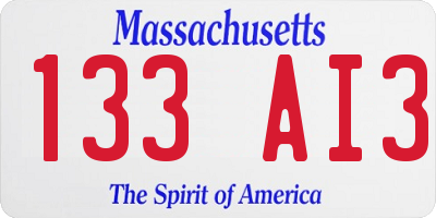 MA license plate 133AI3