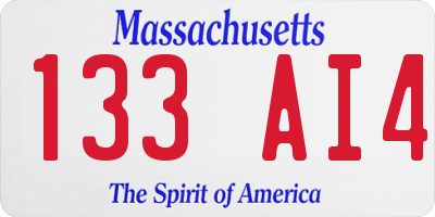 MA license plate 133AI4
