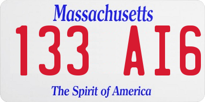 MA license plate 133AI6