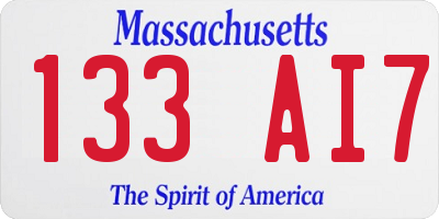 MA license plate 133AI7