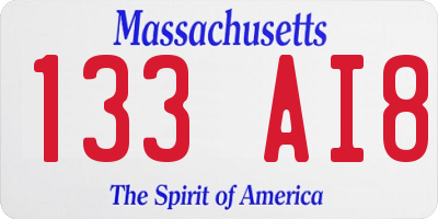 MA license plate 133AI8
