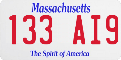 MA license plate 133AI9