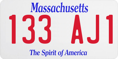 MA license plate 133AJ1