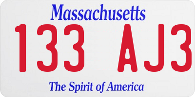 MA license plate 133AJ3