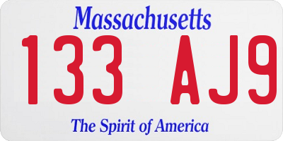 MA license plate 133AJ9