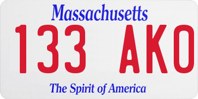 MA license plate 133AK0