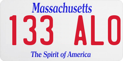 MA license plate 133AL0