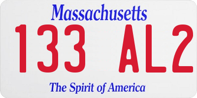 MA license plate 133AL2