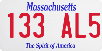 MA license plate 133AL5