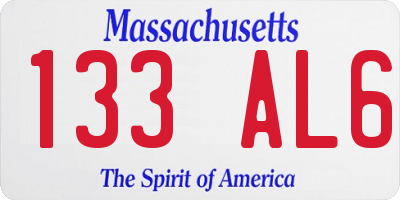 MA license plate 133AL6