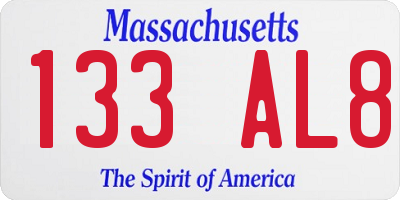 MA license plate 133AL8