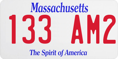 MA license plate 133AM2